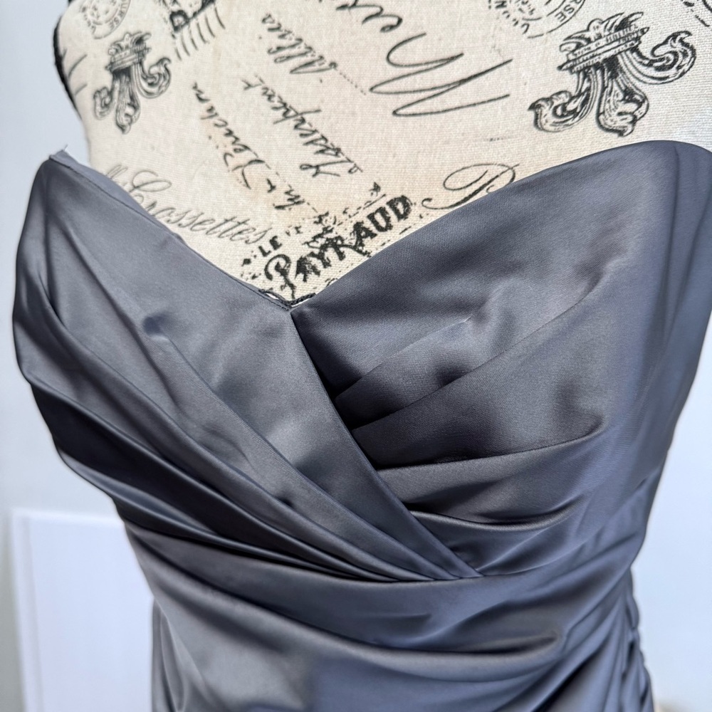 David's Bridal F14212 Strapless Pleated Formal Dress - Picture 3 of 7